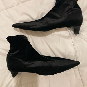 Zara Velvet Black Ankle Boots